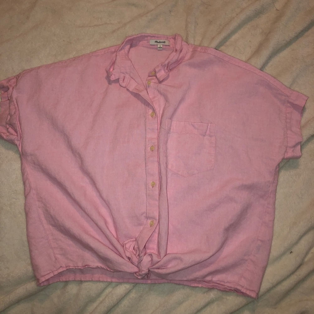 Madewell pocket tie up blouse